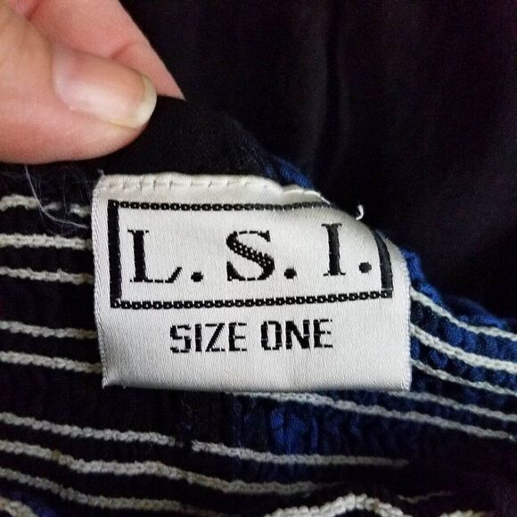 L.S.I. One Size (Small) Black Blue Pull On Rayon Sleeveless Casual Dress Beach S - Picture 12 of 12